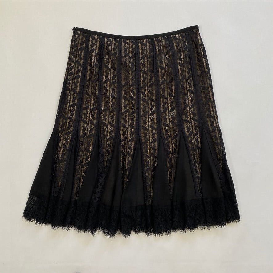 LOFT FALDA MIDI DE ENCAJE NEGRO