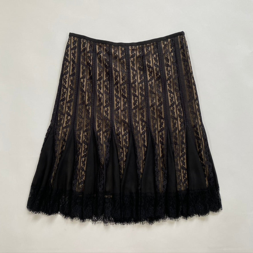 LOFT FALDA MIDI DE ENCAJE NEGRO