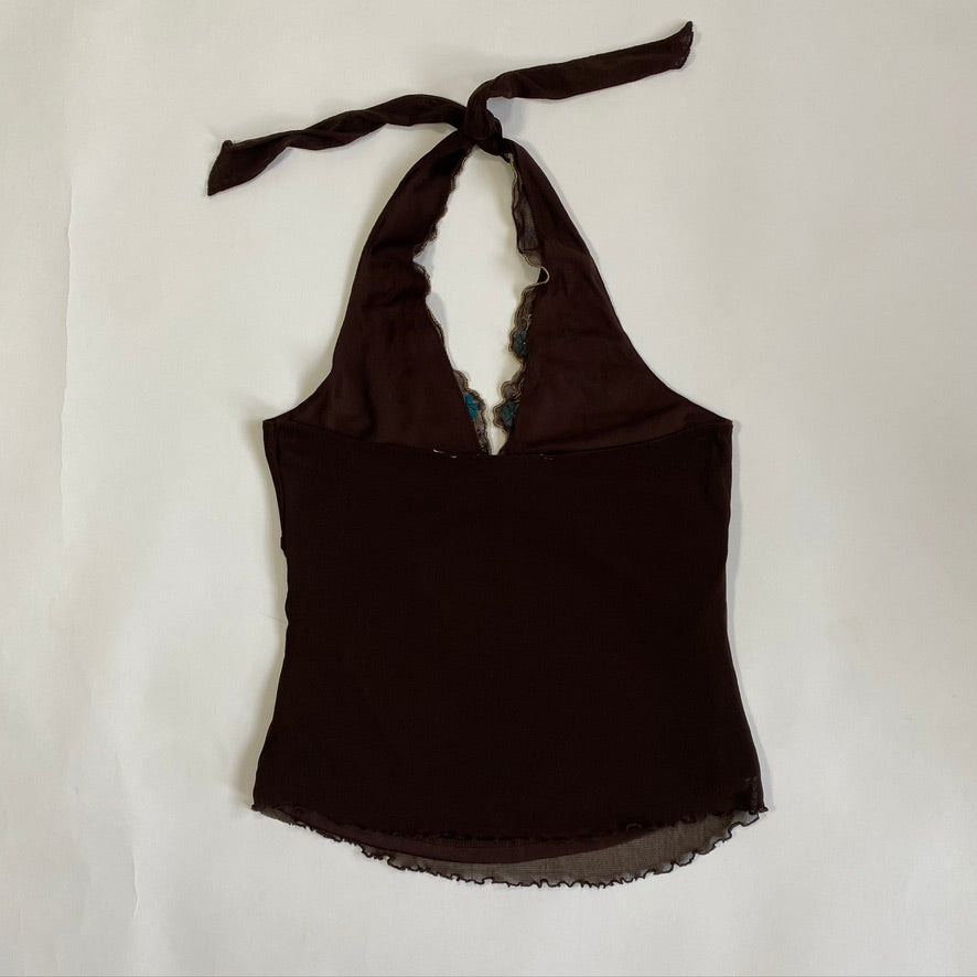 POET BROWN HALTER TOP